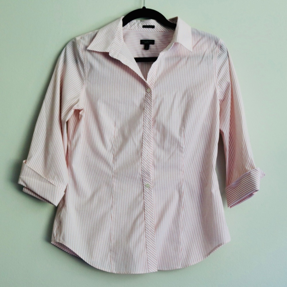 Striped wrinkle resistant blouse